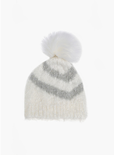 Bonnet zèbre à pompon fourrure
