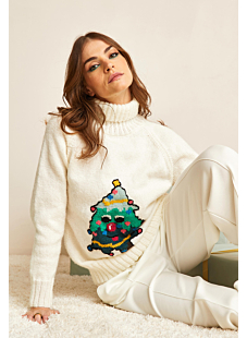 Pull raglan jacquard sapin Baya