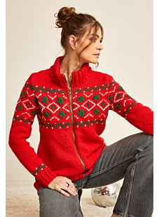 Gilet zippé jacquard noël Salomé