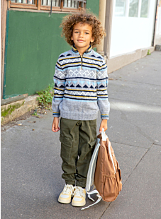 Pull jacquard col zippé Boris
