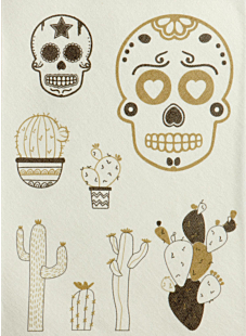 Lot 2 planches  Têtes de mort et cactus pour customisation, 22 x 30 cm, Bergère de France
