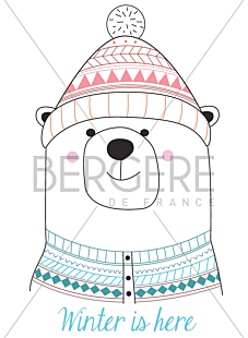 Planche pour customisation Ours en hiver, 21 x 30 cm, Bergère de France