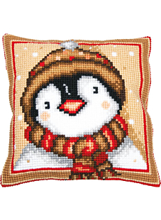 Kit coussin pingouin au point de croix 40 x 40 cm