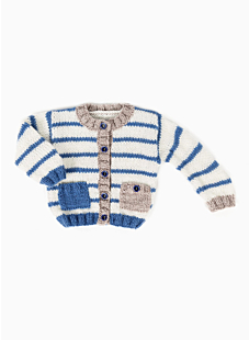 M2703 Gilet jersey rayé à poches bébé en impression papier