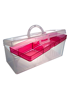 Boite de couture rose + 2 ranges fils