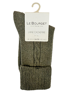 Chaussettes à revers laine cachemire Taille 39/41 vert kaki