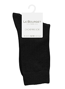 Chaussettes à larges côtes Cachemire Soie Noir T39/41