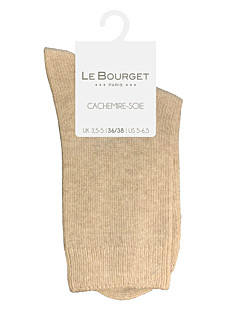 Chaussettes unies Cachemire Soie Beige T39/41