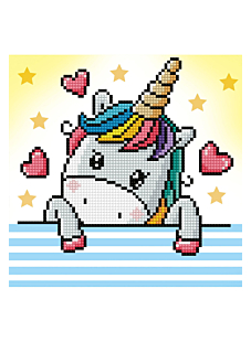 Kit broderie diamant pour enfant Licorne amoureuse