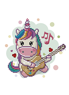 Kit broderie diamant pour enfant Licorne musicienne
