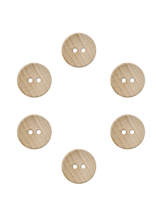 Lot de 6 boutons en hêtre Ø18 mm Naturel