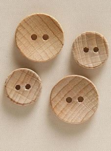 Lot de 6 boutons hêtre Ø 22 mm Naturel