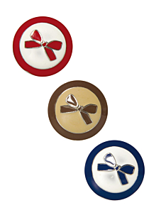 Lot de 6 boutons métal à queue motif "noeud" laqué Ø 18 mm Marron