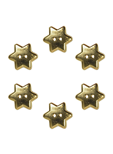 Lot de 6 Boutons étoile Ø15 mm Or
