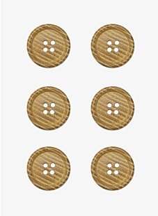 Lot de 6 boutons acacia Ø22 mm