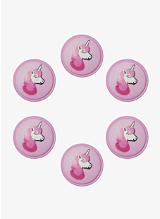 Lot de 6 boutons licorne Ø 18 mm Rose