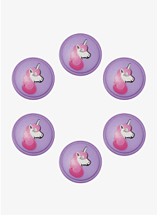 Lot de 6 boutons licorne Ø 18 mm Violet