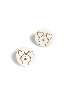 Lot de 6 boutons Cœur en noix de coco ⌀ 18 mm
