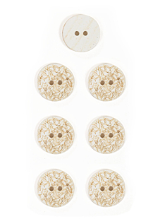 Lot de 7 boutons gravé fleur naturel Ø 15 mm