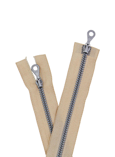 Fermeture double curseur beige, 54 cm