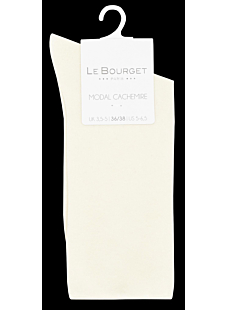Chaussettes bord roulotté modal cachemire Ecru