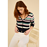 M6428 Gilet point mousse rayé en impression papier