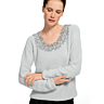M0861 Pull col dentelle bicolore en impression papier