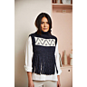M6372 Sur pull jacquard a franges en impression papier