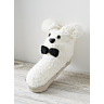 M3800 Chaussons peluche écru nœud pap