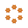 Lot de 6 Boutons étoile Ø15 mm Orange