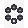 Lot de 6 boutons en coton recyclé Ø 25 mm anthracite