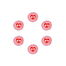 Lot de 6 boutons imprimés coeur Ø 12 mm rose